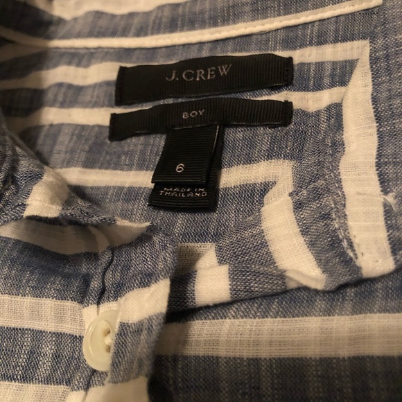 Button Down Boy Shirt Blue & White Stripe Gauze - Picture 3 of 6